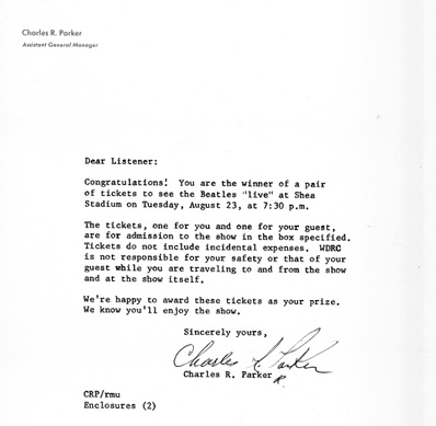 July 1966 letter to Beatles contest winner
