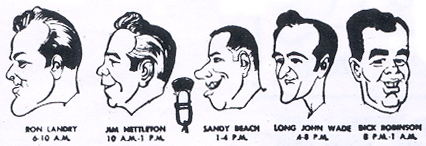 WDRC's Friendly Five: Ron Landry, Jim Nettleton, Sandy Beach, Long John Wade and Dick Robinson circa 1965