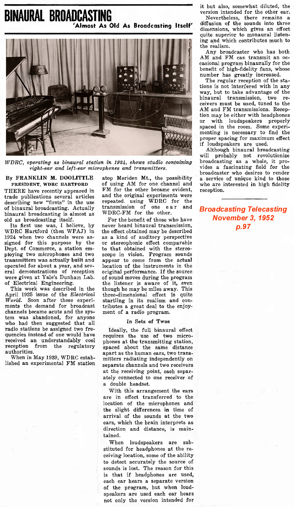 Broadcasting-Telecasting magazine - November 3, 1952, p.97