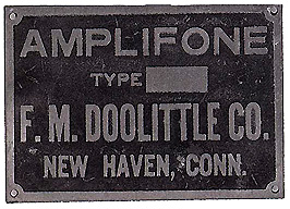 closeup of the metal plate attached to a Doolittle Amplifone