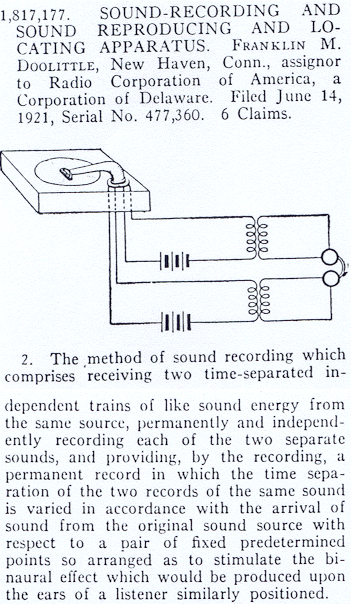 excerpt from Doolittle's 1921 patent application