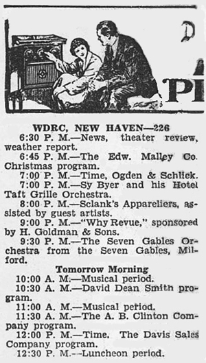 WDRC program schedule - November 7, 1928 