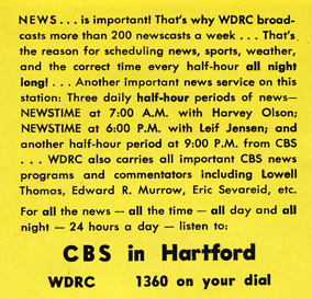 1958 ad for WDRC News