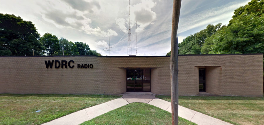 WDRC transmitter building at 869 Blue Hills Avenue in Bloomfield