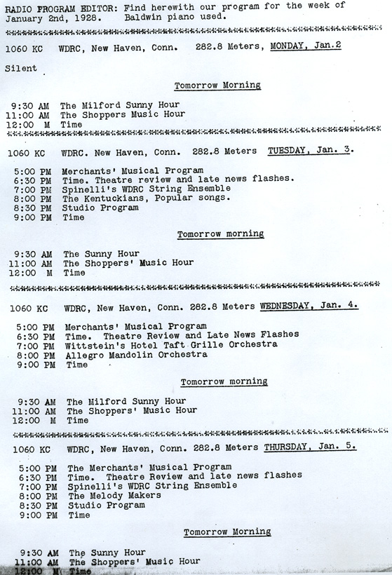 Schedule - January 2-8, 1928
