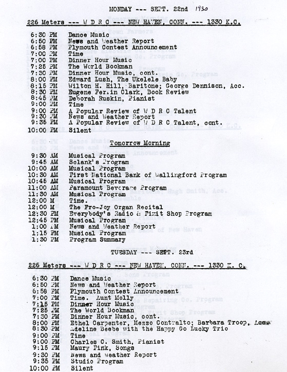Schedule - Sept. 22-23, 1930 