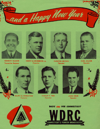 rear panel of 1941 WDRC Christmas card