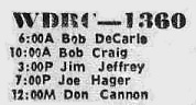WDRC schedule - October 24, 1970