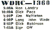 WDRC lineup - August 14, 1964