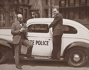 1940 - Dan Noble with one of his FM-equipped Connectoicut State Police cruisers