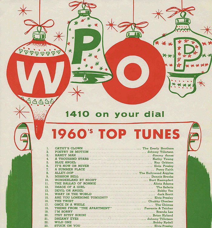 WPOP's Top 40 Tunes for 1960