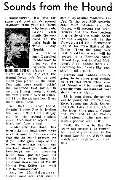 Connecticut Sunday Herald column - February 9, 1958
